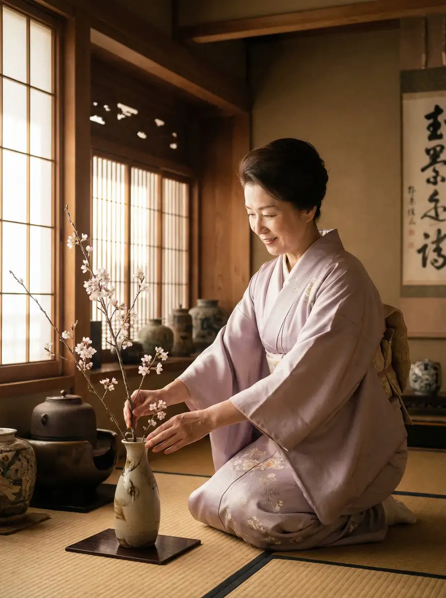 一位优雅的 黑帮虐恋泰剧第六集 在和室中插花